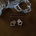 Gold Tone Overlapping Square Geometric Stud Earrings view 4
