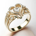 Gold-Tone Open Heart Clear Stone Scroll Finger Ring Sizes 6-10 view 2