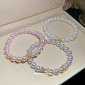 Pearl Stretch Bracelets Crystal Bow Spacer Three Colors view 2