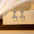 Heart Stud Flower Drop Earrings Red Black White Set view 4