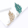 Crystal Wheat Ear Brooch Pearl Accent Champagne or Green view 3