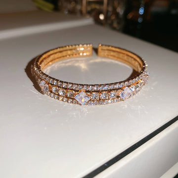 Crystal Open Cuff Bangles Pearl Multi Strand Bracelet
