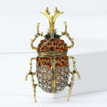 Crystal Beetle Brooch In Black And Antique Gold Decorative Lapel Pin view 2