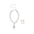 Silver Crystal Teardrop Necklace Multicolor Drop Earrings 3 Styles view 5