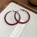 Large Red Coated Round Hoop Earrings Statement Jewelry view 6