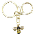 Gold Bee Enamel Rhinestone Wings Keychain Lobster Clasp view 5
