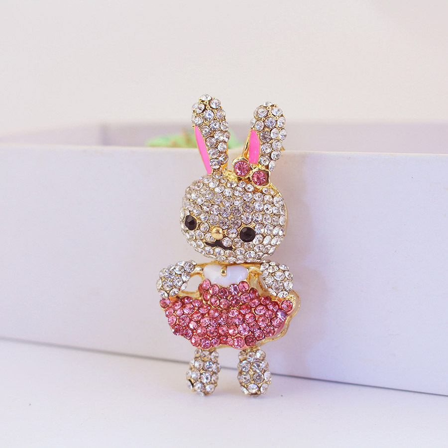 Cute Rhinestone Rabbit Zinc Alloy Keychain and Purse Bag Charm