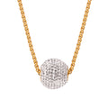 Czech Diamond Pave Sphere Pendant Wheat Chain Necklace view 5