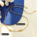Gold Dual Lucky Plate Bar Necklace Notched Tag Cable Chain view 2