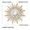 Silver Gold Pearl Center Sunburst Rhinestone Brooch view 4