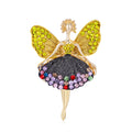 Yellow Gold Tone Ballet Dancer Crystal Enamel Four Designs Metal Brooch Pin view 5