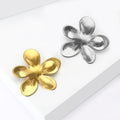 Polished Five Petal Sculptural Flower Brooch in Two Tones view 4