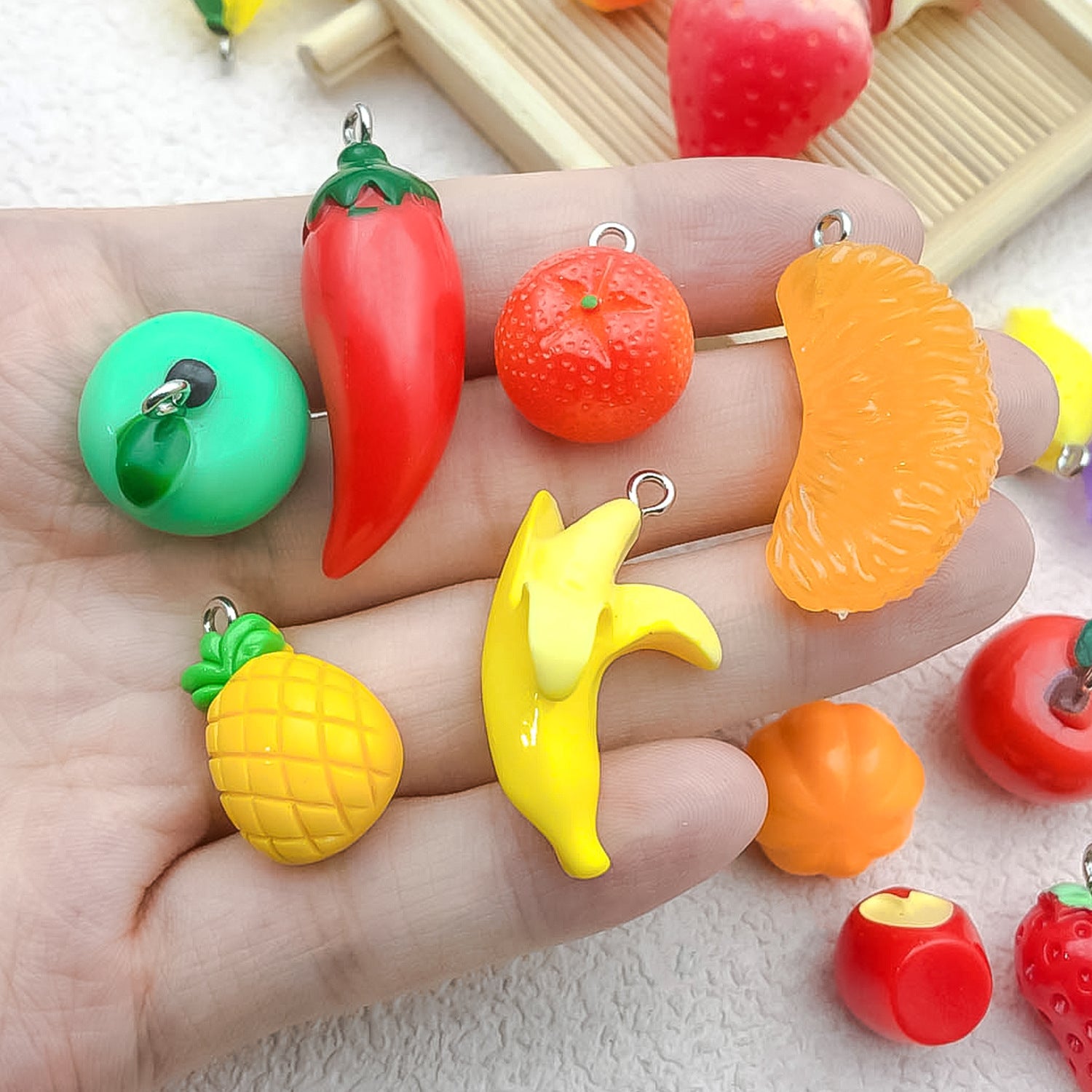 Acrylic 3D Simulation Fruit Charm Pendant for DIY Earrings Necklace Keychain