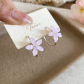 Pastel Flower Hoop Earrings in Three Colors With Gold-Tone Hoops view 6