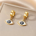 Gold Huggie Shell Eye Drop Earrings 7 Iris Frame Styles view 10