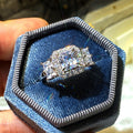 Silver Tone Princess Cut Clear Stone Halo Ring Statement Jewelry view 2