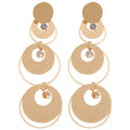 Gold Layered Circle Crystal Drop Statement Earrings view 5