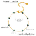 Gold Stainless Steel Teal Natural Stone Bead Necklace Bracelet view 7
