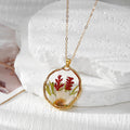 Round Dried Flower Resin Pendant Necklaces Gold Chain 9 Colors view 10