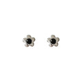 Silver Mini Flower Black Center Stone Stud Earrings view 5