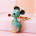 Jeweled Fortune Mouse Keychains in Pink Red Blue Purple and Assorted Colors view 3