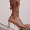 Gold Circle Link Bracelet With Faceted Czech Glass Stones view 3