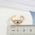 Gold Tone Blue Evil Eye Crystal Adjustable Open Ring view 2