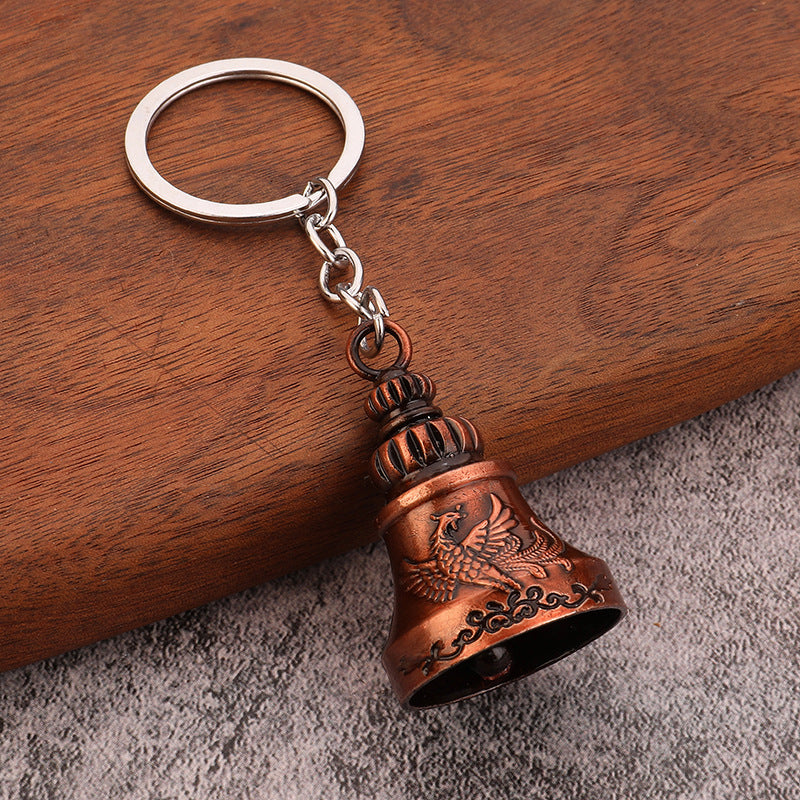 Vintage Bell Metal Keychain Hand Bell Charm for Travel Souvenirs