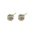 Gold Tone Square Clear Stone And Geometric Halo Stud Earrings view 5