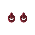 Wine Red Velvet Flocked Geometric Knot Stud Earrings Pair view 5