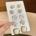 Gold Tone Pearl Flower Rhinestone Stud Earring Multi Style Sets view 7