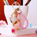 Multigem Fox Keychains in White Pink and Blue with Multiple Loop Styles view 3