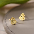 Polished Gourd Shape Stud Earrings in Gold and Silver Tone view 7