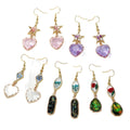 Heart Crystal Dried Flower Resin Dangle Earrings 5 Styles view 5
