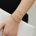 Double Layer Chain Single Zircon Station Bracelet Gold Steel view 2