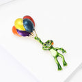 Frog With Balloon Cluster Brooch With Polished Metal And Sculpted Decorative Details view 3