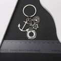 Antique Silver Nautical Anchor Ship Wheel Metal Keychain Pair view 4