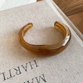 Acrylic Irregular Open Cuff Bangles Beige and Dark Brown view 7