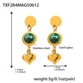 Gold Disc Czech Glass Heart Drop Earrings Multi Colors view 8