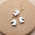 Antique Silver Unicorn Shaped Small Hole Bead for Jewelry Making view 2