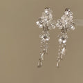 White Pearl Flower Duckbill Hair Clip Cascading Pearl Tassels view 4