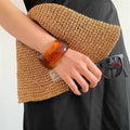 Irregular Resin Wide Bangle Bracelet Cream Amber Coffee view 3