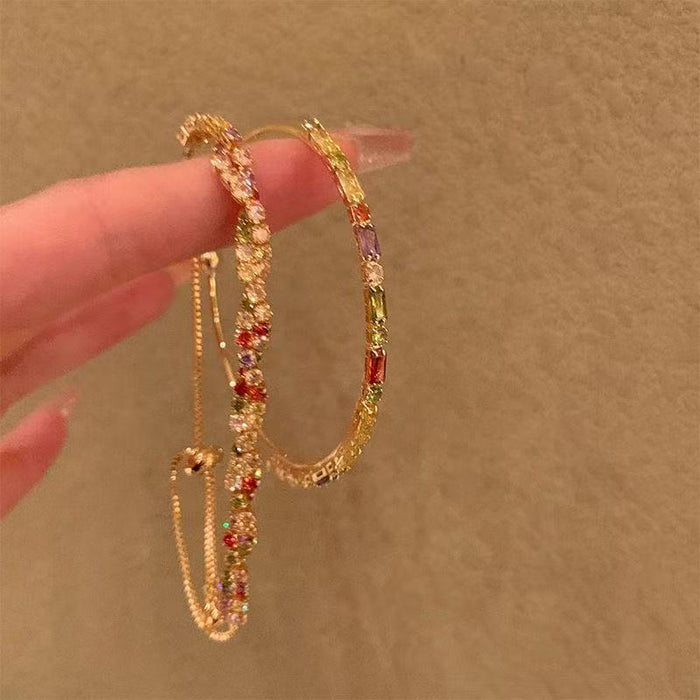 Gold Tone Multicolor Crystal Slider Bracelet Or Slim Open Cuff