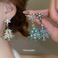 Crystal Christmas Tree Drop Earrings in Four Colors view 2