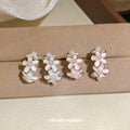 Pastel Enamel Flower Hoop Earrings In Pink And White view 3