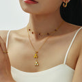 Gold Heart Clover Y Necklace Shell Inlay Slider Adjustable view 4
