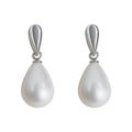 Silver Tone Teardrop Stud White Pearl Drop Earrings view 5