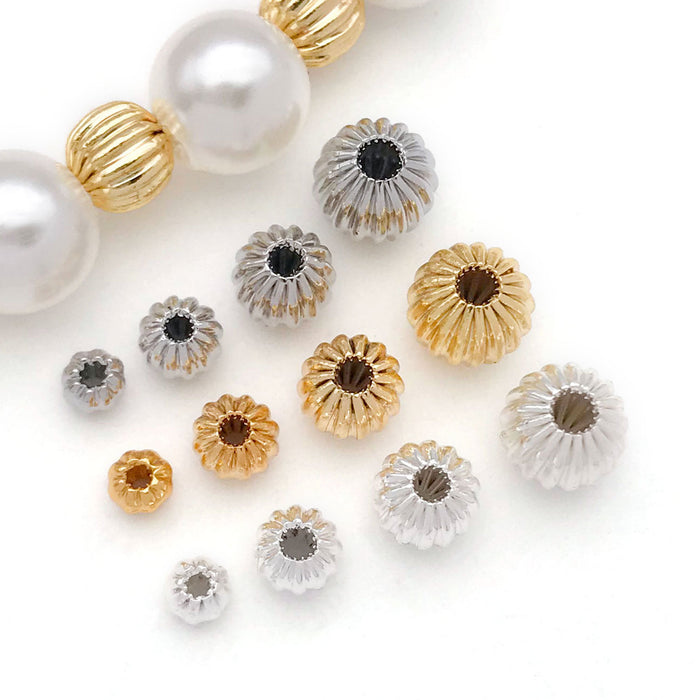 Vertical Fluted Hollow Pumpkin Spacer Beads for Jewelry Making