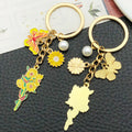 Butterfly and Flower Bouquet Enamel Keychains, 4 Colors view 4