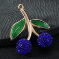 Sparkle Rhinestone Double Cherry Pendant Glitter Enamel Leaf Two Tones view 11